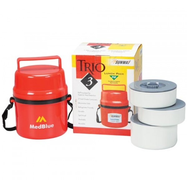   Trio Tiffin with 3 Plastic Containers 